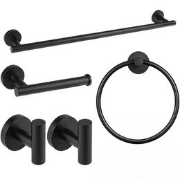 Matte Black Bathroom Towel Rack Set – 5 Piece