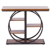 5-Tier Industrial Console Table with Round Metal Frame