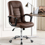 PU leather material texture detail of premium ergonomic office chair.