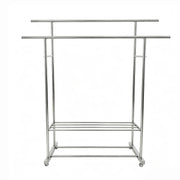 Double Rail Clothes Rack with Shoe Shelf – Stainless Steel
