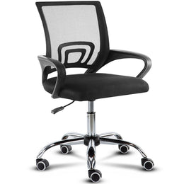 Black BX002 ergonomic mesh office chair with lumbar support, padded seat and chrome base