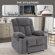 Manual Recliner Chair Corduroy Lounge Armchair with Cup Holders