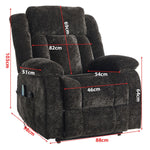 Massage recliner with electric lift assist, remote control and side pocket