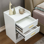 Modern LED Pedestal set of 2 with open shelf and drawers, ideal for stylish bedroom decor.