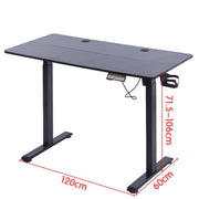 Electric Standing Desk adjustable height of 71.5 to 106cm, sleek black design, measuring 120cm for ergonomic work comfort.