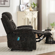 Electric recliner chair with soft chenille upholstery, massage and heating