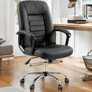 Ergonomic high back office chair with lumbar support and PU leather upholstery for home office use.