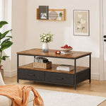 Coffee table with two fabric drawers for lounge storage