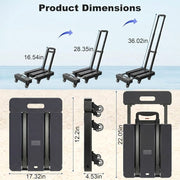 Foldable Hand Truck with 6 Wheels & Straps