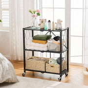 3-Tier Foldable Storage Trolley with Wheels