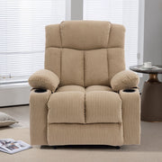 Manual Recliner Chair Corduroy Lounge Armchair with Cup Holders