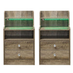Modern LED Bedside Table set of 2 featuring drawers and ambient LED lighting in a contemporary design.