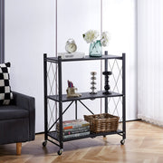 Black foldable storage shelf trolley with wheels for South African homes