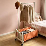 Steel Clothing Rack with Shelves & Wheels