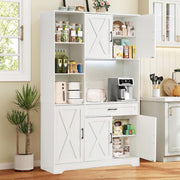 Kitchen Storage Cabinet White LED Buffet