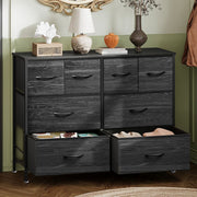 Fabric 8-Drawer Dresser with Wood Top, featuring durable fabric drawers and stylish lightweight design.