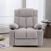 Manual Recliner Chair Corduroy Lounge Armchair with Cup Holders