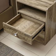 Modern LED Bedside Table with open drawer showcasing storage space and stylish design.