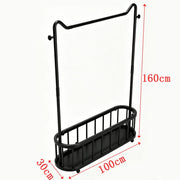 Steel Clothes Rail with Open Shelf & Wheels