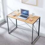 Grey Wood 100cm computer desk with laptop in a bright home office