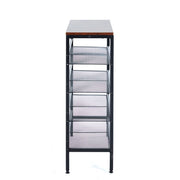 5-Tier Industrial Shoe Rack with Rustic Wood Top