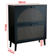 2-Door Flip Shoe Cabinet with Adjustable Shelves – Walnut