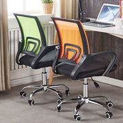 Lime green and orange BX002 mesh office chairs in a home office setting