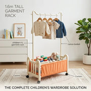 Steel Clothing Rack with Shelves & Wheels