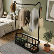 Steel Clothes Rail with Open Shelf & Wheels