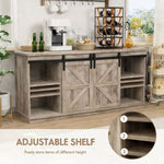 Farmhouse Sliding TV Stand with adjustable shelves, showcasing rustic design and modern functionality in a cozy living room.