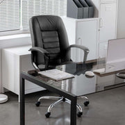 Black ergonomic computer chair with padded seat, adjustable height and swivel function.