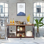 50 inch TV stand with wooden top and sturdy iron X-frame base