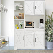 Kitchen Storage Cabinet White LED Buffet