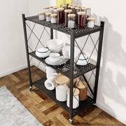 3-Tier Foldable Storage Trolley with Wheels