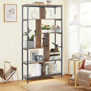 Rustic Industrial Step Bookcase with Open Shelves – alternate product view