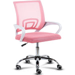 Pink BX002 ergonomic mesh office chair with matching seat and chrome base