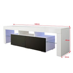 Dimensions of white and black LED TV stand: 160cm wide, 35cm deep and 45cm high