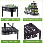 3-Tier Metal Plant Stand for Indoor and Outdoor Use – product image 8