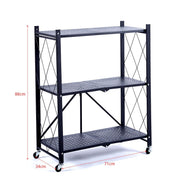3-Tier Foldable Storage Trolley with Wheels