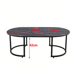 Oval Black Marble Coffee Table with dimensions 120cm x 60cm x 42cm, perfect for modern home decor.