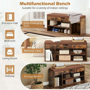Rustic Shoe Storage Bench with Cushion showcased as a multifunctional bench in various indoor settings.