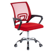 Red BX002 ergonomic mesh office chair with matching padded seat and chrome base