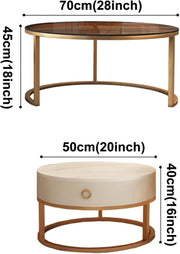 Round Nesting Coffee Table Set with Storage Drawer