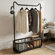 Steel Clothes Rail with Open Shelf & Wheels