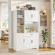 Kitchen Storage Cabinet White LED Buffet