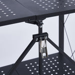 close view of perforated shelves on 4-tier foldable storage rack