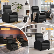 Adjustable manual recliner showcased in living room, bedroom, home theater, and study settings for ultimate comfort.