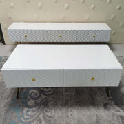 120cm White Gloss Coffee Table with 4 Drawers