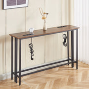 Narrow Sofa Table with Charging Station