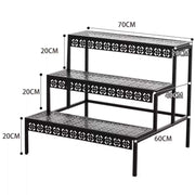 Dimensions of 3-tier plant stand: 70cm wide, 60cm deep and 60cm high